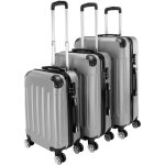 Set de 3 valises rigide en abs ensemble de bagages 4 roulettes(xl l m) - gris