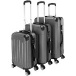 Set de 3 valises rigide en abs ensemble de bagages 4 roulettes(xl l m) - gris fonc