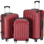 Set de 3 valises rigides lgeres  4 roulettes 55cm + 65cm + 75cm rouge