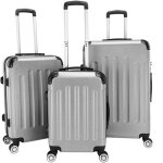 Set de 3 valises rigides lgeres  4 roulettes 57cm + 67cm + 78cm gris