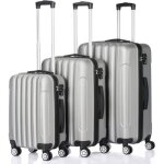 Set de 3 valises rigides lgeres  4 roulettes bagage cabine 55cm / 65cm / 75cm gris argent