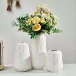 Set de 3 vases en c�ramique blanche d�coratifs - pour int�rieur salon design minimaliste et �l�gant