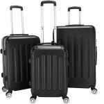 Set de 3valise trolley portable 3 en 1 en abs 20 / 24 / 28 noir