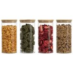 Set 4 bocaux en verre et couvercle en bois de haute qualit� classbach c - vd4026
