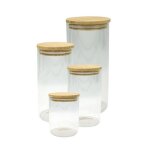Set de 4 bo�tes de conservation en verre - fackelmann - nature - couvercle en bambou