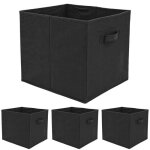 Set de 4 botes de rangement pliables ? 33 x 38 x 33 cm cubes en tissu avec poignes ? noir