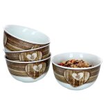 Set de 4 bols � c�r�ales heart chalet i aspect bois i 4 personnes i � 14 cm i porcelaine i petits bols ...
