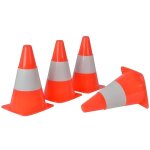 Set 4 cones de signalisation h 23 cm - plastique orange - plots delimitation marquage - terrain de sport ...
