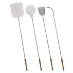 Set de 4 pelles � pizza inox alimentaire poign�e en bois h�tre manche 138 � 150 cm - kit four � bois ...
