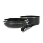 Set 4 pieces iris poeles casserole et poignee en aluminium induction