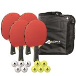 Set de 4 raquettes et 10 balles de tennis de table joola - rouge / blanc / jaune - taille unique Set de 4 raquettes et 10 balles de tennis de table joola - rouge / blanc / jaune - taille unique