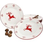 Assiettes - nol - set de 6 - grs - compatibles lave - vaisselle - cerf et flocons de neige