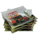 Set de 6 assiettes plates en verre - �l�gant motif londres - carr� 25x25 cm - design chic et tendance ...