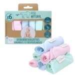 Lot de 6 d�barbouillettes b�b� lavables et r�utilisables ? lingettes ultra douces coton & polyester ? ...