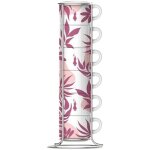 Set de 6 tasses - bialetti - porcelaine - roses - empilables - compatible lave - vaisselle