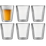 Set 6 verres thermo - bodum - canteen - double paroi - 0. 2 l - transparent