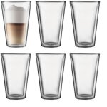 Set 6 verres thermo - bodum - canteen - double paroi - 0. 4 l - transparent