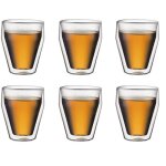 Set 6 verres thermo - bodum - titlis - double paroi - 0. 25 l - transparent