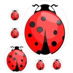 Set 6x autocollant sticker coccinelle enfant deco