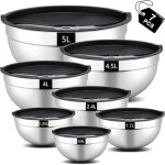 Set de 7 saladier avec couverclesaladier en acier inoxydable avec couvercle 5l4. 5l4l2. 4l1. 7l1. 25l0. ...