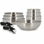 Set 9 pieces iris poele casserole wok poignee en acier inoxydable inducti