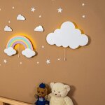Set arc - en - ciel - nuage blanc veilleuse murale led arc - en - ciel avec nuages en bois peint � la ...