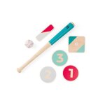 Set baseball - jeux ext�rieur enfant - bois - d�s 8 ans - 1 batte 1 marbre 3 bases 1 plaque lanceur