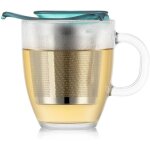 Set - bodum - yo - yo - mug en verre tremp� avec infuseur � th� en inox - individuel - vert - 035 l