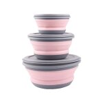 Set de bols pliants 3 pices - bol pliant portable en silicone - saladier avec couvercle - silicone - ...