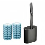 Set brosse de wc avec 16 t�tes jetables support mural aluminium a�ronautique et abs noir - design moderne ...