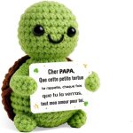 Set cadeau papa : tortue en crochet positive + porte - cl�s c�linpeluche originale pour f�te des p�res ...