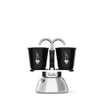 Set cafeti�re italienne + 2 tasses - bialetti - mini - induction - 100 ml - inox / noir