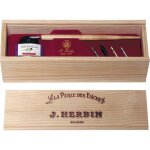 Set de calligraphie - georges lalo - motif la perle des encres - coffret en pin - encre violette - plumes ...