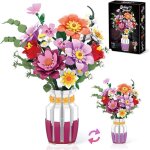 Set de construction de fleurs artificielles set avec vase bicolore - 16 bouquets - compatible lego