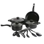 Set de cuisine 13pcs - shipenophy - noir - antiadh�sif - casseroles / po�les incluses