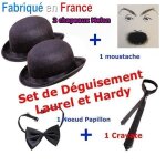 Set de dguisement laurel et hardy - marque - 5 pices - noir - blanc - satin