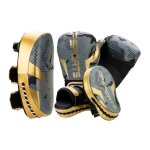 Set dentrainement gants patte dours & pao boxe 12oz gris & or Set dentrainement gants patte dours & pao boxe 12oz gris & or