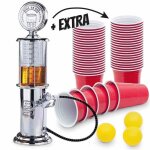 Distributeur de boissons - r�tro - chrom� - avec robinet - inclus 50 gobelets rouges - pour adultes