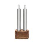 Set 2 pices huile et vinaigre inox avec socle en bois - ipac