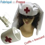 Set infirmière wwii - déguisement année 40 - coiffe + 1 brassard - blanc - feutrine Set infirmière wwii - déguisement année 40 - coiffe + 1 brassard - blanc - feutrine