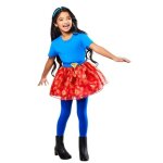 Set jupe tutu supergirl enfant 6 / 8 ans bleu turquoise ciel marine / rouge bordeaux