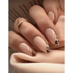 Set manucure pr�ts � poser 24 capsules + 5 accessoires amande / stiletto nude l�opard lh originails