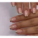 Set manucure pr�ts � poser 24 capsules + 5 accessoires french dor� carr�s r�utilisables lh originails ...