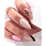 Set manucure pr�ts � poser 24 capsules + 5 accessoires mat feuille dor� lh originails