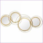 Set de miroirs murales - homcom - 4 miroirs ronds cadre m�tal or d�coration salon