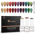 Set of 12 semi permanent magnetic nail polish holographic glitter cat& s eye uv led nail polish with ...