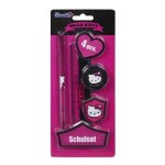 Set de papeterie - hello kitty - 4 pi�ces - rose - crayon - gomme - r�gle
