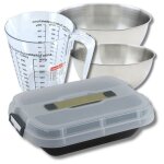 Set p�tisserie moule � g�teaux 34 x 24 cm avec couvercle 2 bols � mixer verre mesureur et spatule zenker ...