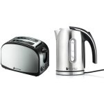 Set petit dj - bouilloire 2200w 1. 7l finition inox + grille - pain 2 fentes inox 900w