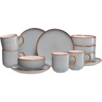 Set de petit - d�jeuner - portofino - 12 pi�ces - gr�s - compatible lave - vaisselle - gris